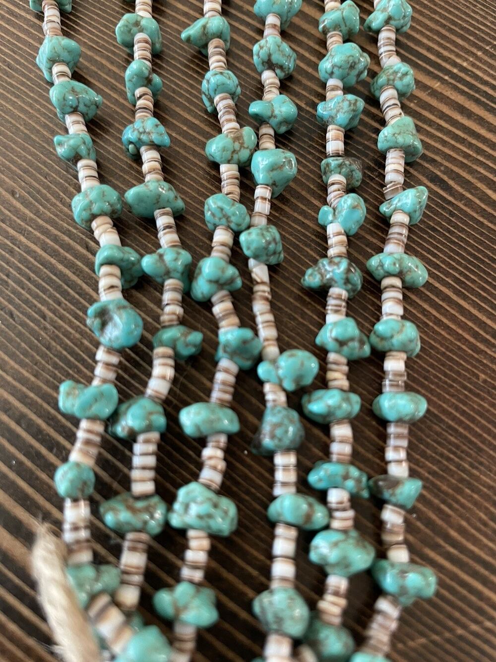 Vintage Santo Domingo 3 Strand Turquoise Native American Necklace